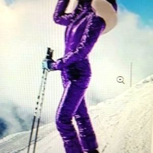 Metallic Purple/Violet Women's Snow Suit W/Fur Hood, Sz. XL